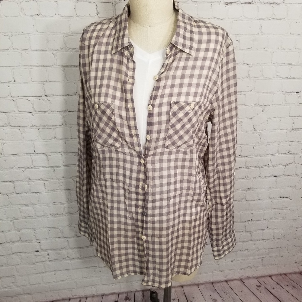 Bcbgeneration Plaid Chiffon Button Down Shirt M - image 6